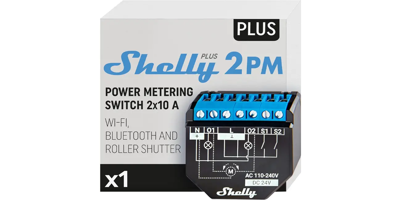 Interruptor inalámbrico Shelly Plus 2PM WiFi y Bluetooth