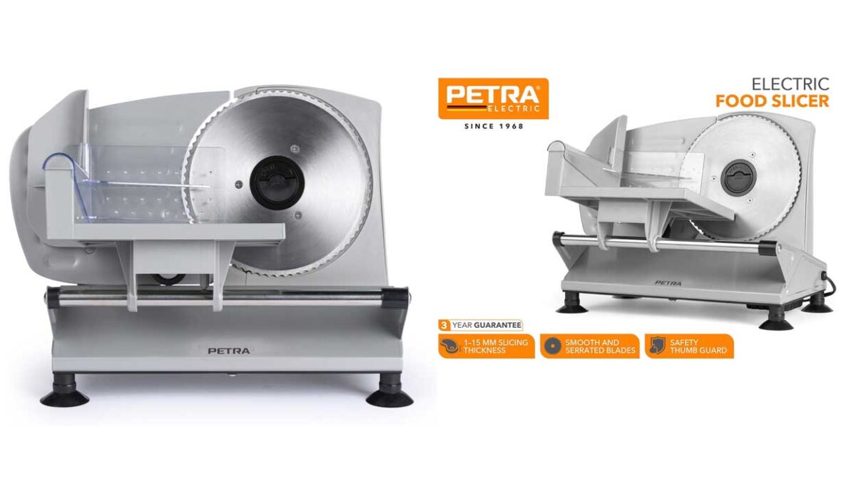 Cortador eléctrico Petra para fiambre, carne y queso con grosor ajustable