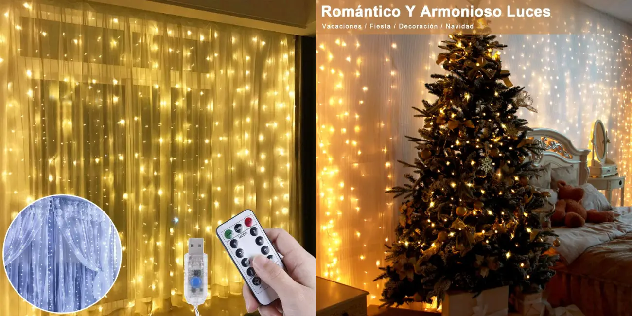 Cortina de luces LED Anpro de 3 x 3 metros