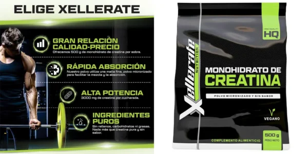 Creatina monohidrata en polvo Xellerate de 500 gr