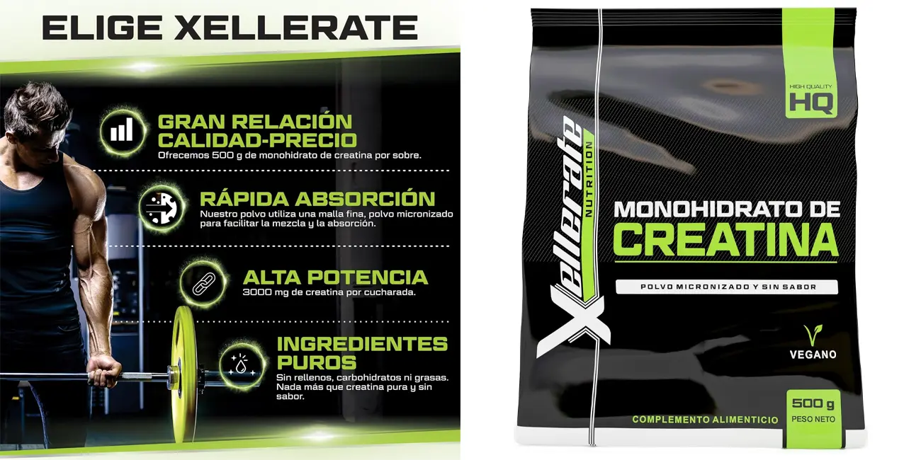 Creatina monohidrata en polvo Xellerate de 500 gr