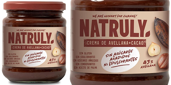 Pack x2 Crema de avellanas y cacao Natruly sin azúcar en oferta