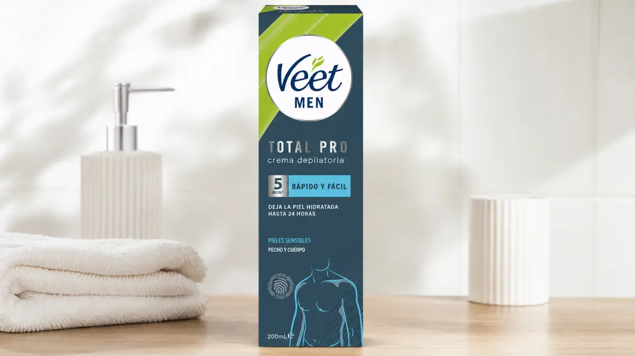 Crema depilatoria Veet Men para pecho, espalda, brazos y piernas, pieles sensibles