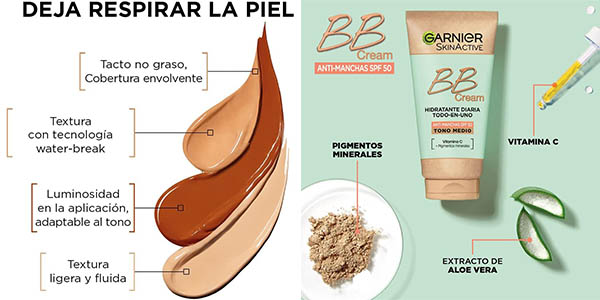 Crema hidratante diaria Garnier Skin Active BB Cream SPF50