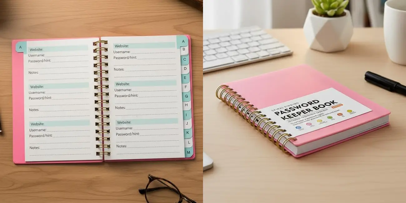 Cuaderno A6 para almacenar usuarios y contraseñas