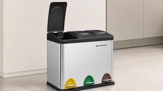 Cubo de basura SONGMICS LTB24L con 3 compartimentos de 8 L y tapas independientes