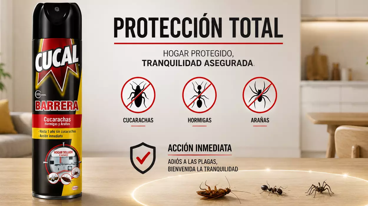 Protege tu hogar con Cucal Barrera: aerosol que sella y aleja cucarachas, hormigas y arañas durante meses
