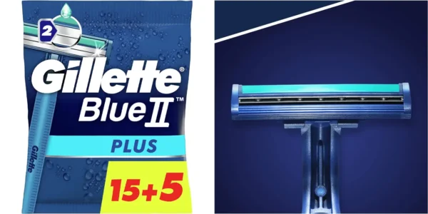 Pack 20 maquinillas de afeitar desechables Gillette Blue II Plus