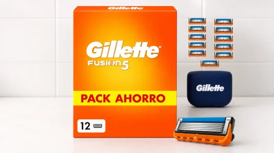 Cuchillas Gillette Fusion5 para hombre, pack de 12 recambios con banda lubricante y recortadora