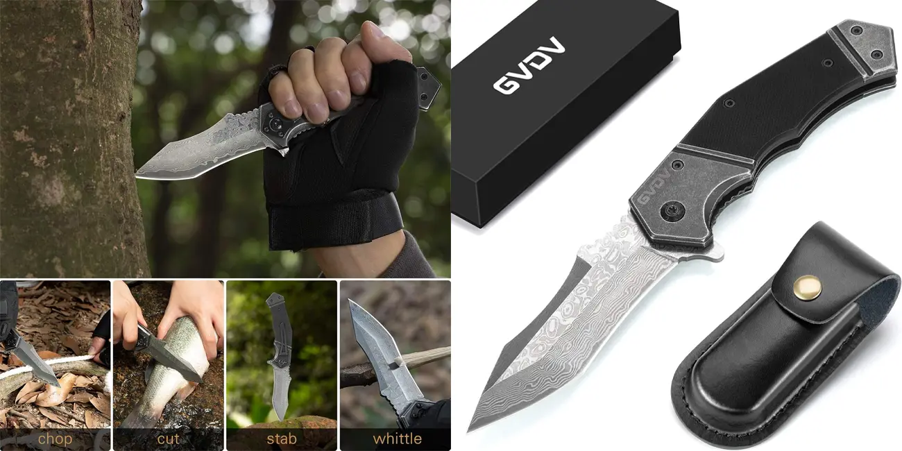 Cuchillo plegable de Damasco GVDV