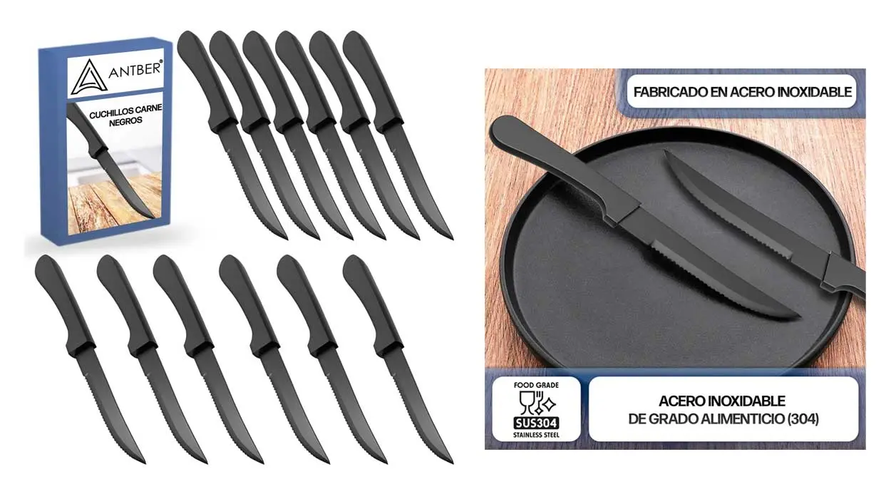 Cuchillos de carne negros Antber baratos