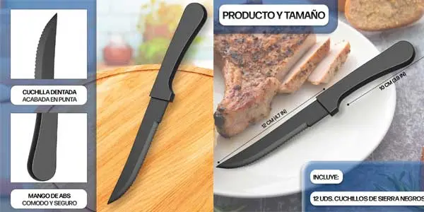 Cuchillos de carne negros Antber oferta