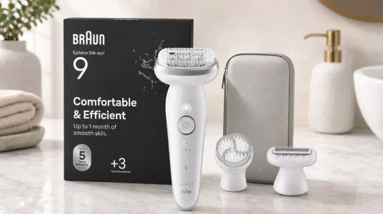 Braun Silk·épil 9, depiladora eléctrica resistente al agua con peine recortador y cepillo exfoliante