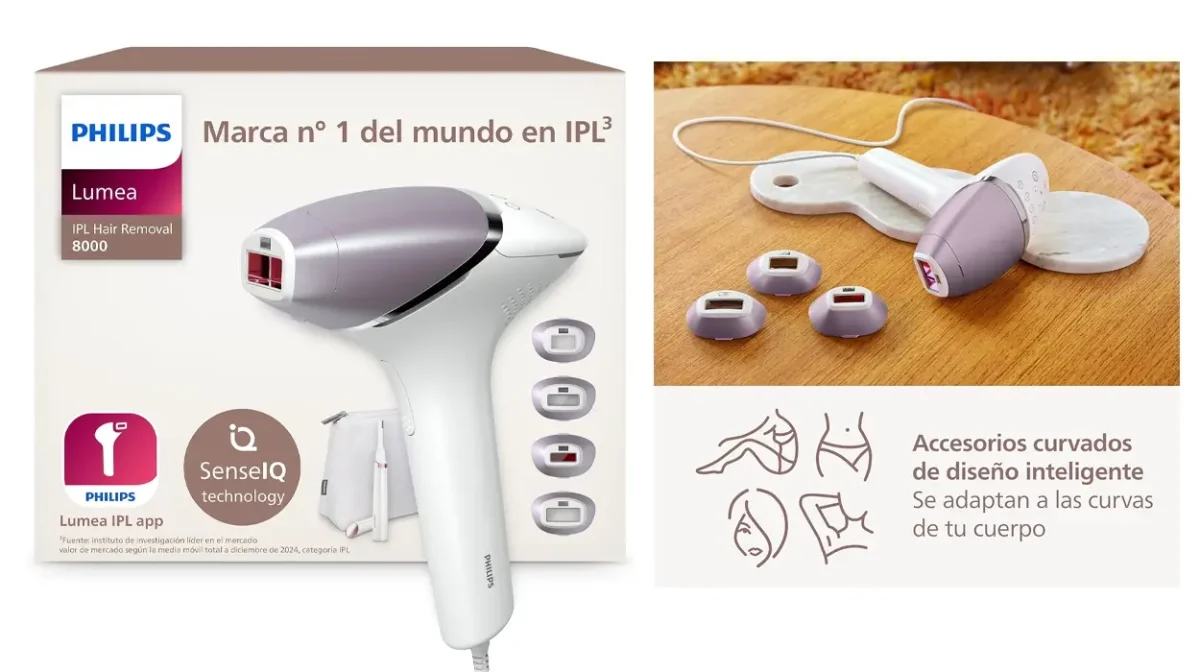 La depiladora IPL Philips Lumea BRI949/00 serie 8000 con tecnología SenseIQ y accesorios baja hoy