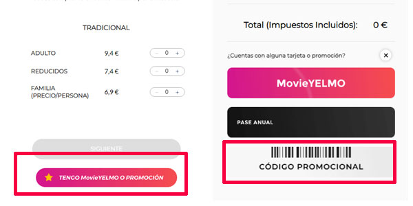 Código promocional Yelmo Cines