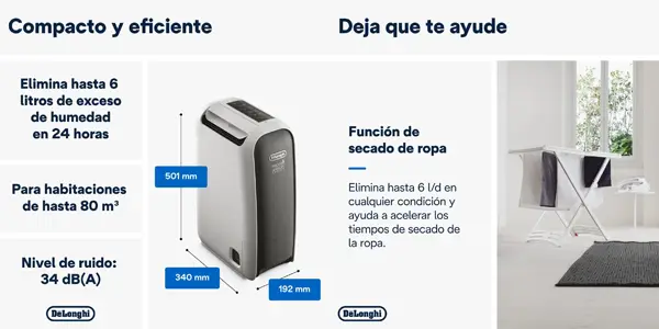 Deshumidificador ionizador De'Longhi Tasciugo AriaDry Light DNS65