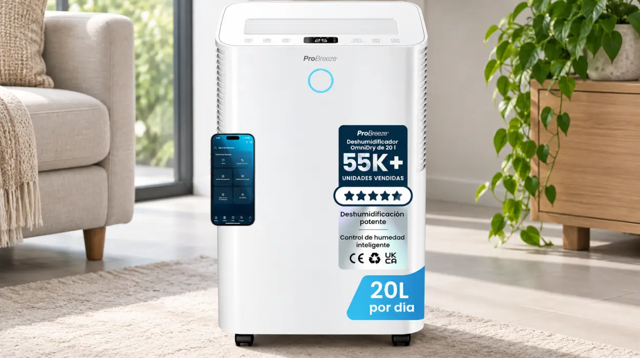 Deshumidificador Pro Breeze OmniDry de 20 l/día con WiFi y depósito de 4 l