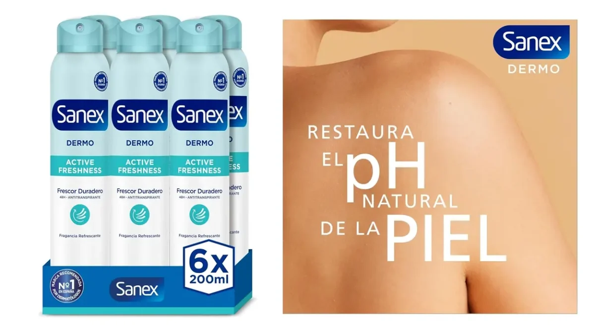 Pack x6 Desodorante anti-transpirante en spray Sanex Dermo Active Freshness de 200 ml