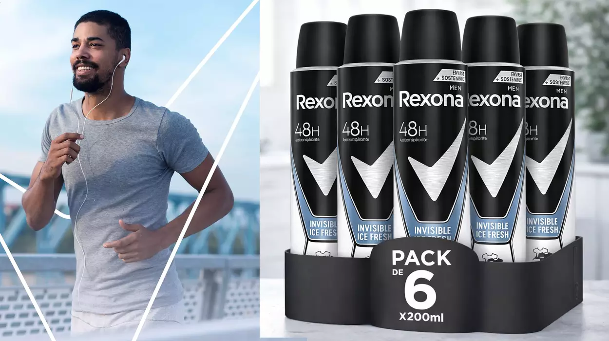 6 botes desodorante Rexona Invisible Ice Fresh para hombre barato en Amazon