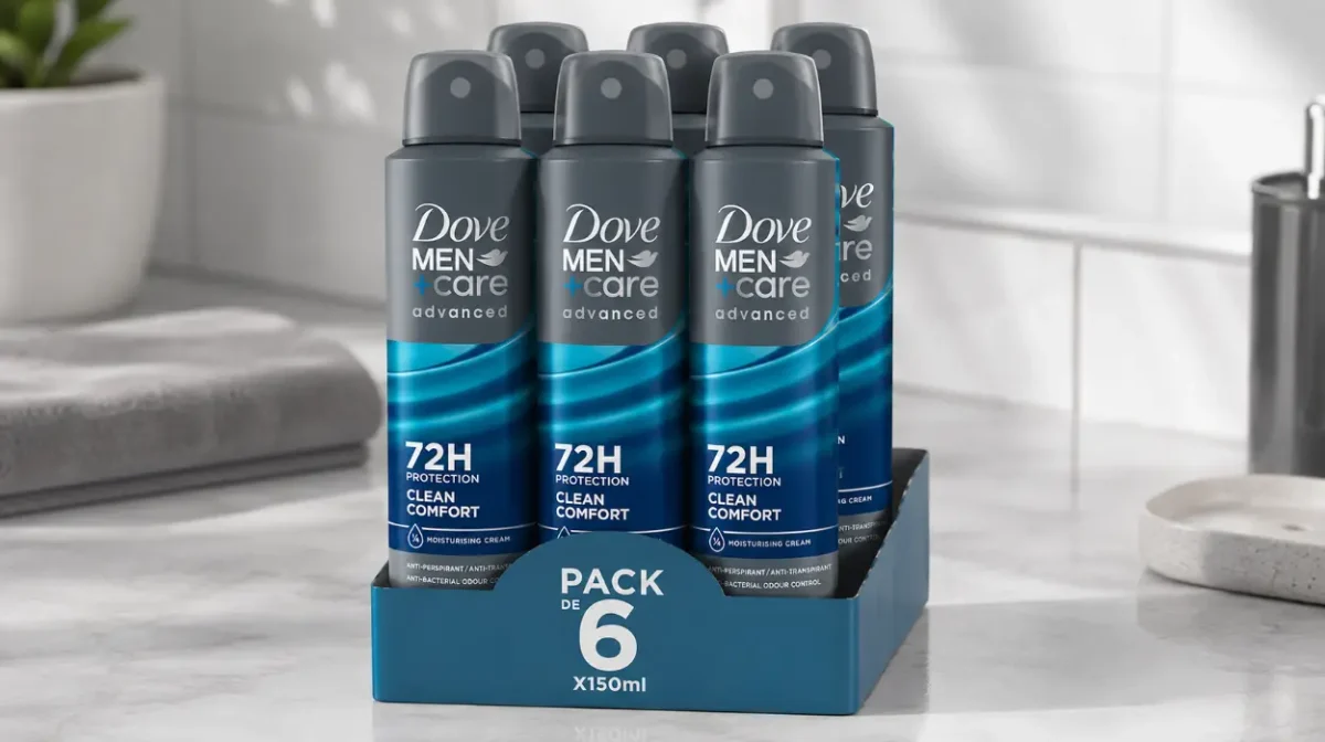 Dove Men+Care Clean Comfort: antitranspirante para hombre sin fragancia, pack de 6