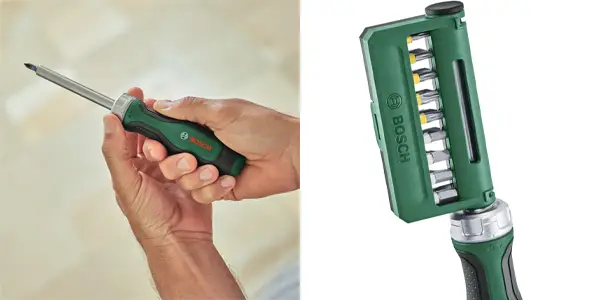 Destornillador de carraca Bosch + 18 puntas