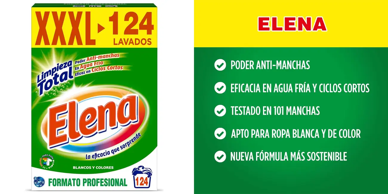 Detergente en polvo Elena para 124 lavados