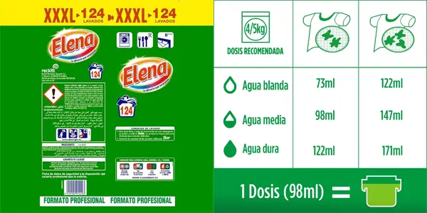 Detergente en polvo Elena para 124 lavados