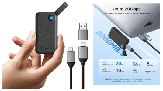 disco externo SSD Orico hasta 2000 Mb s con cable USB-C barato