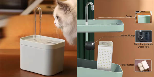 Fuente de agua automática de 1,5 litros para mascotas