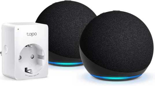 Pack de 2 Echo Dot (5.ª generación) y enchufe Tapo P100MA, controla tu hogar con Alexa