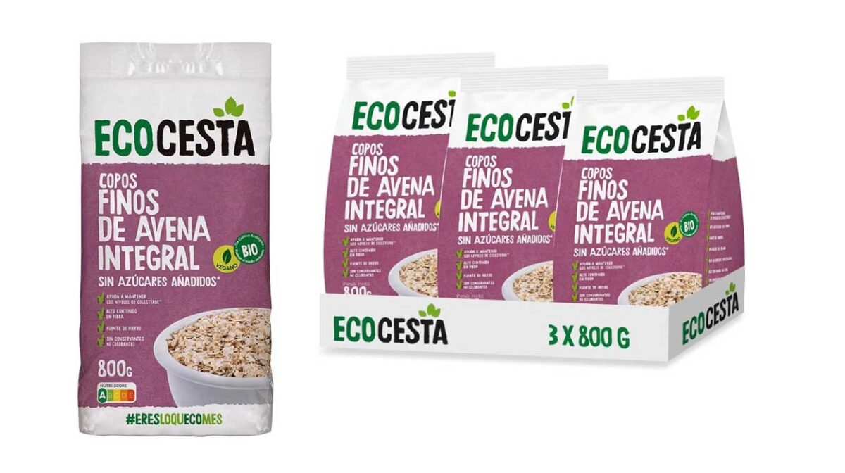 Pack de 3 paquetes de copos suaves de Avena Integral Ecológica Ecocesta (800 gramos cada uno)