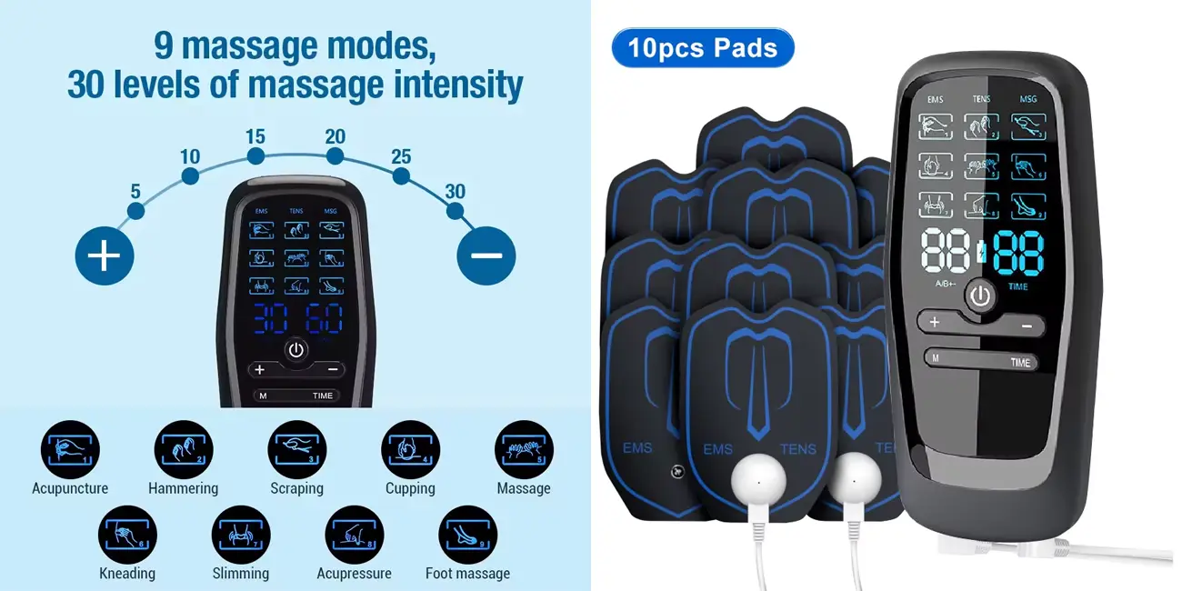 Electroestimulador muscular ShaxyMsc Tens con 10 parches