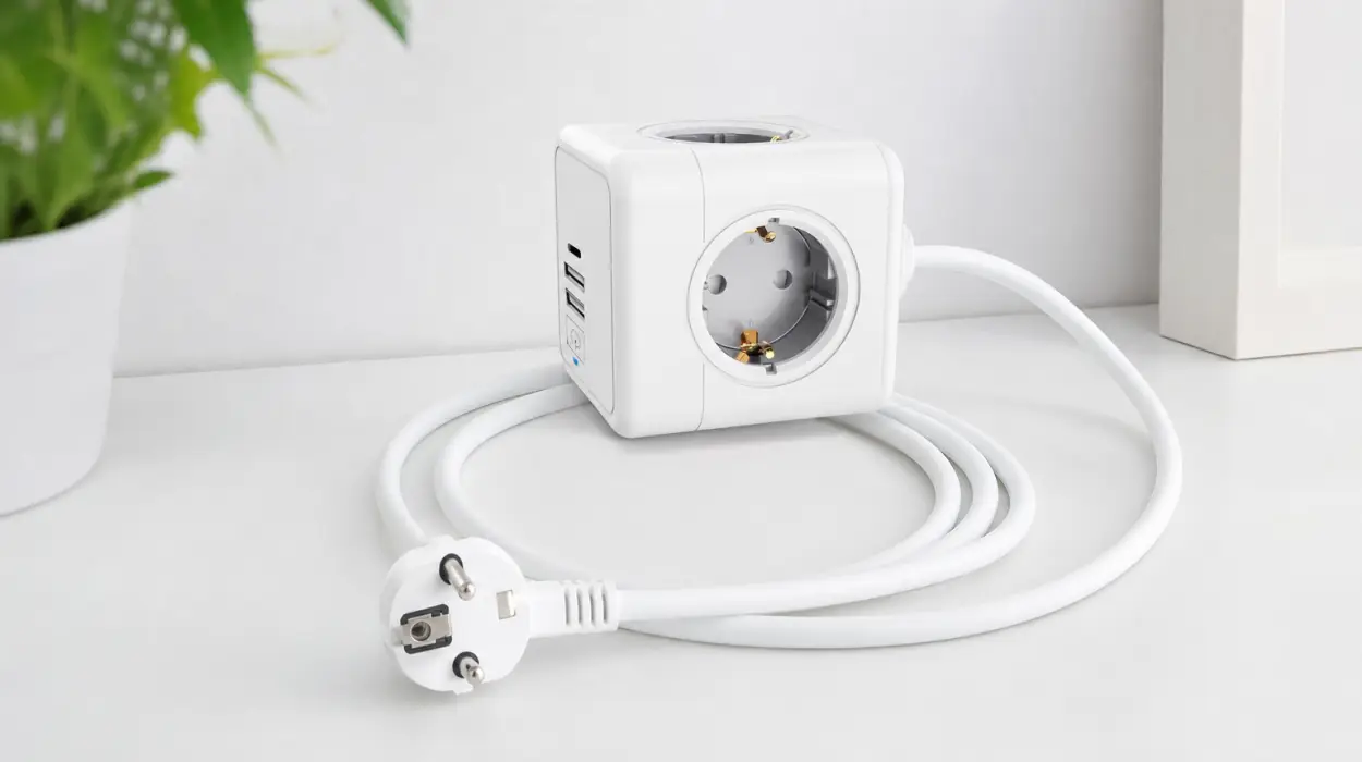 Regleta cubo con alargador Technaxx Power Cube USB TX-195 con 4 tomas, 2 USB-A y 1 USB-C