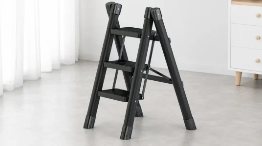 Escalera plegable doméstica de acero al carbono con pasamanos y capacidad de 120 kg