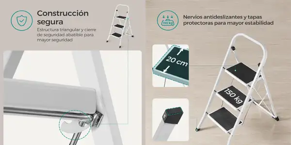 escalera de tijera Songmics de 3 peldaños oferta