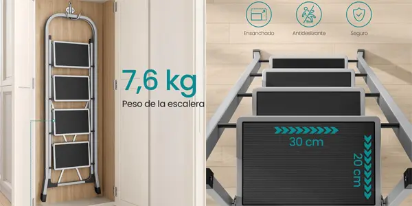 Escalera de tijera SONGMICS de 4 peldaños