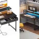 Escritorio de estilo industrial con soporte para pantalla ajustable