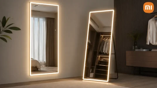 Espejo de cuerpo entero Neuweaby con luces LED, 180 x 80 cm, montado en pared, regulador de intensidad y 3 colores