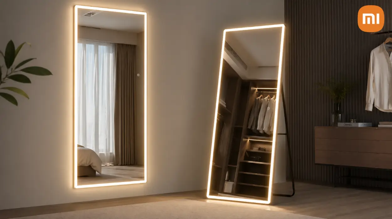 Espejo de cuerpo entero con luces LED, 180 x 80 cm, montado en pared, regulador de intensidad y 3 colores