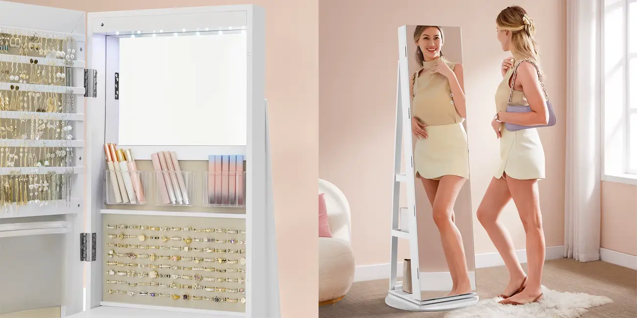 Espejo joyero de pie SONGMICS