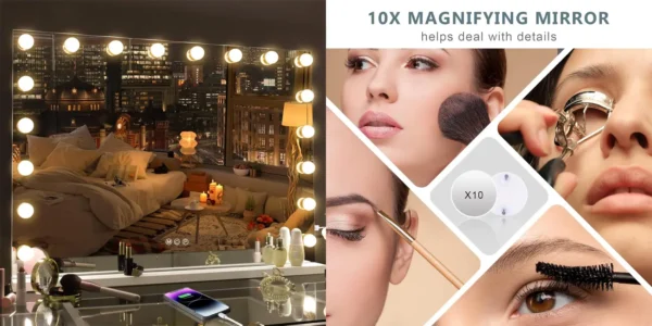 Espejo de maquillaje Fenair con iluminación LED