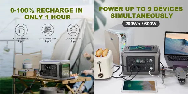 Estación de energía portátil ALLPOWERS R600 de 299Wh