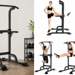Estación de entrenamiento SogesHome Power Tower ajustable para dominadas y fondos en casa