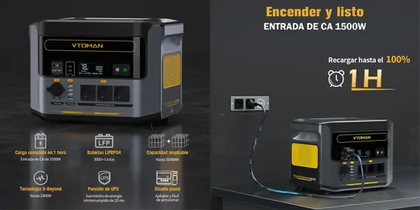 Estación de energía portátil VTOMAN FlashSpeed 1500