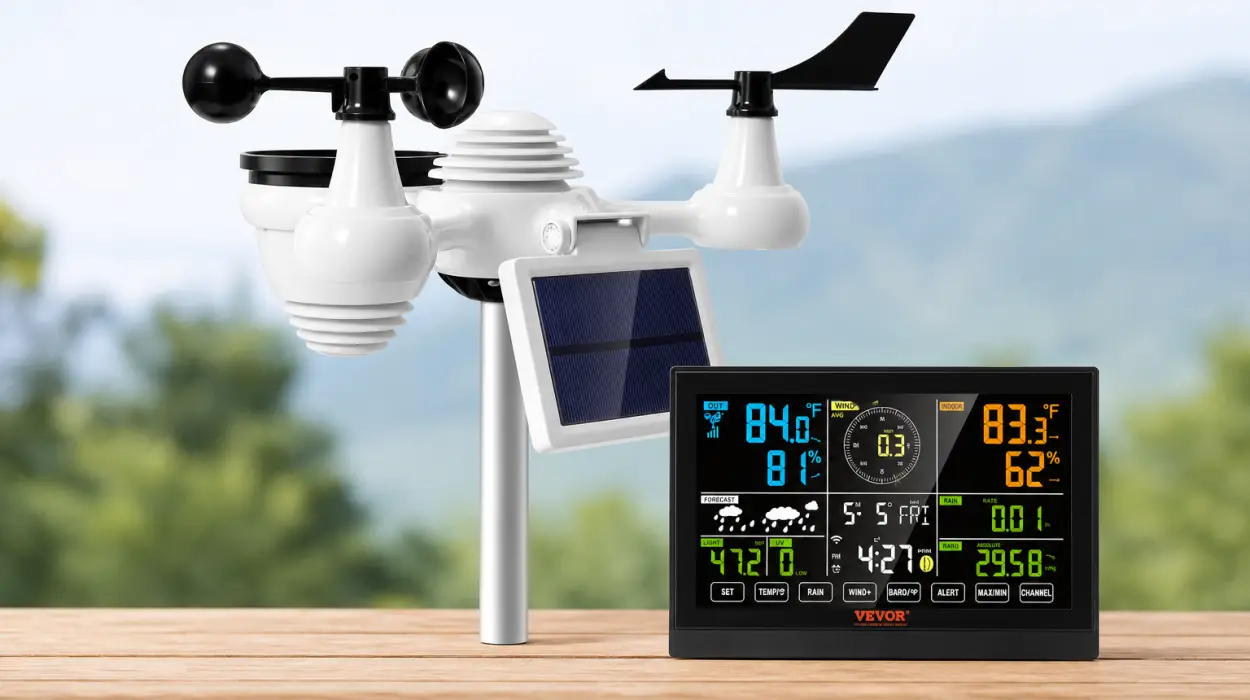 Estación meteorológica VEVOR 7 en 1 Wi-Fi con sensor exterior y pantalla de 7,5"