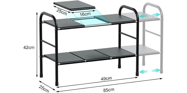 Estantería para armario de fregadero de distribución ajustable
