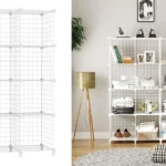 estante de almacenaje con 12 cubos de alambre