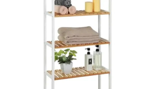 Estantería de baño de madera Songmics con 5 niveles ajustables