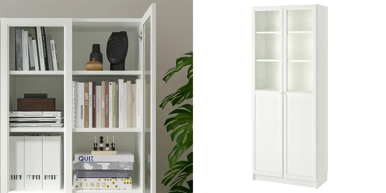 Librería BILLY con puerta de vidrio