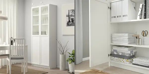 Librería BILLY con puerta de vidrio
